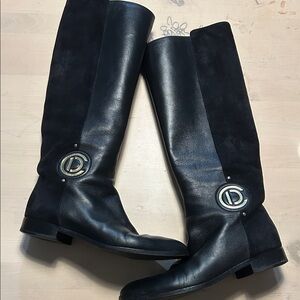 Christian Dior Leather Suede Riding Boots with CD logo on the side size 37 1/2